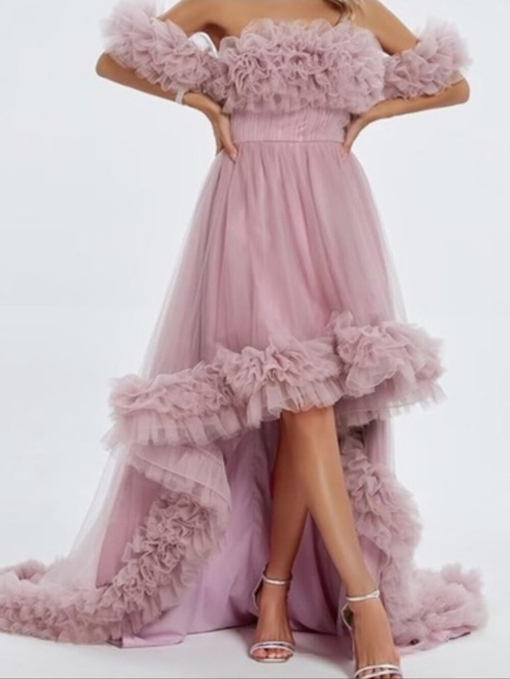 Dusty Pink Puffy Tulle Dress